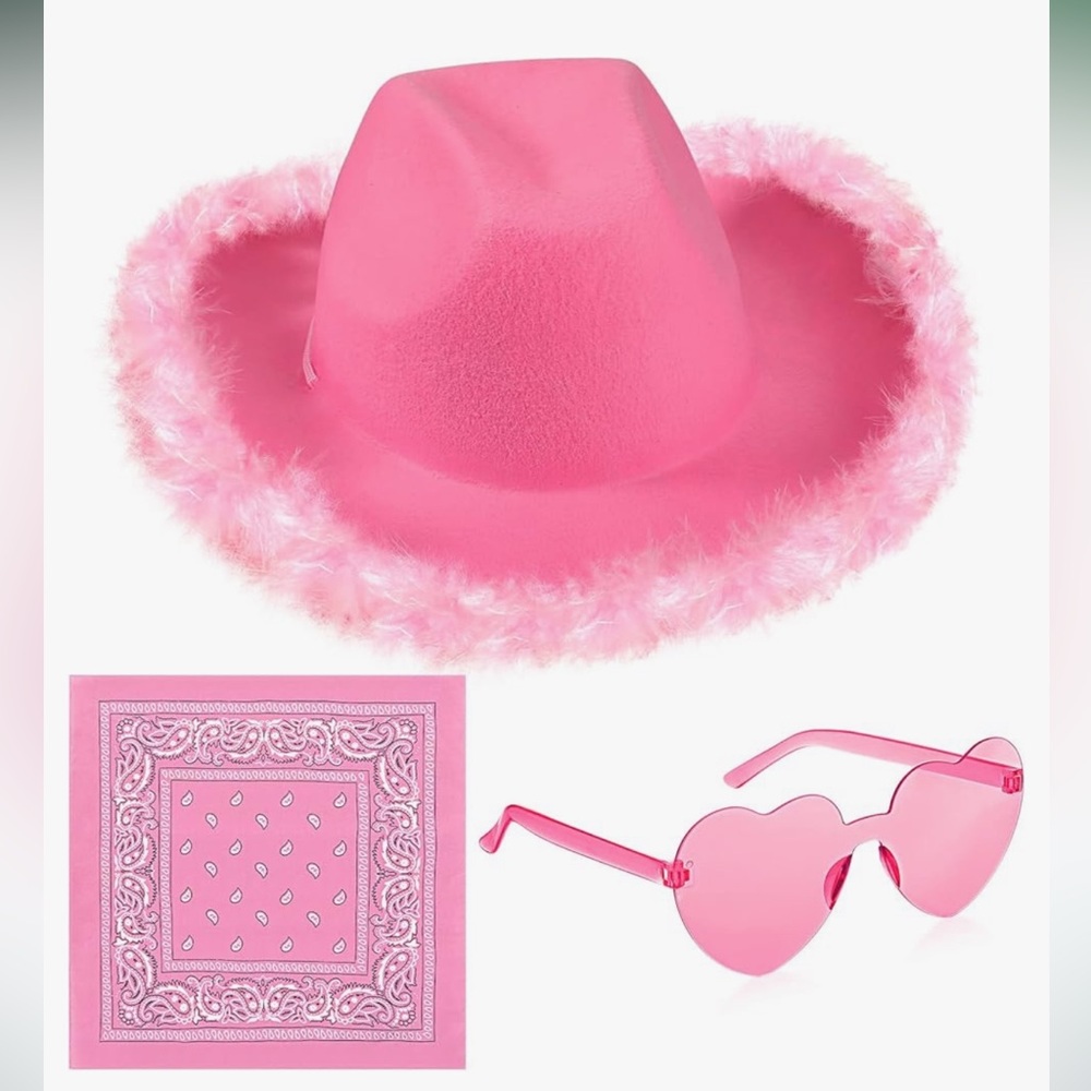 3 pcs cowgirl cowboy hat set